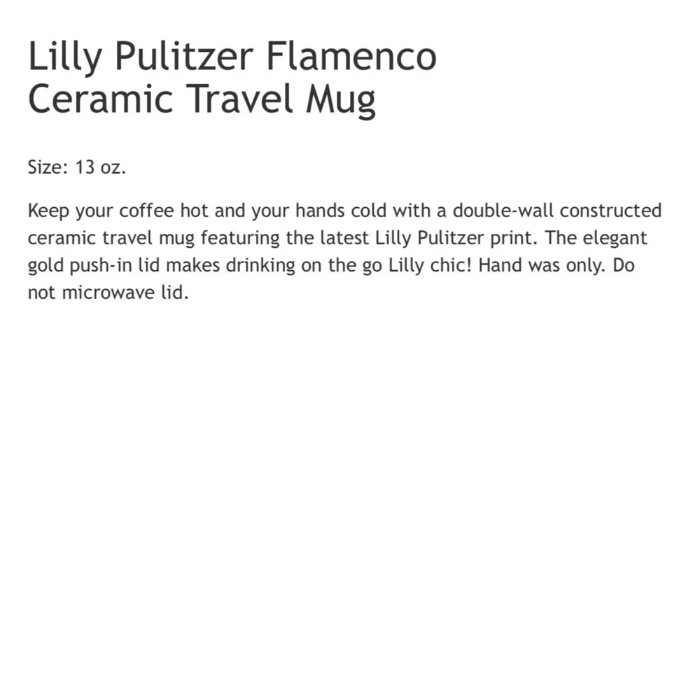 Lilly Pulitzer Flamenco Ceramic Travel Mug